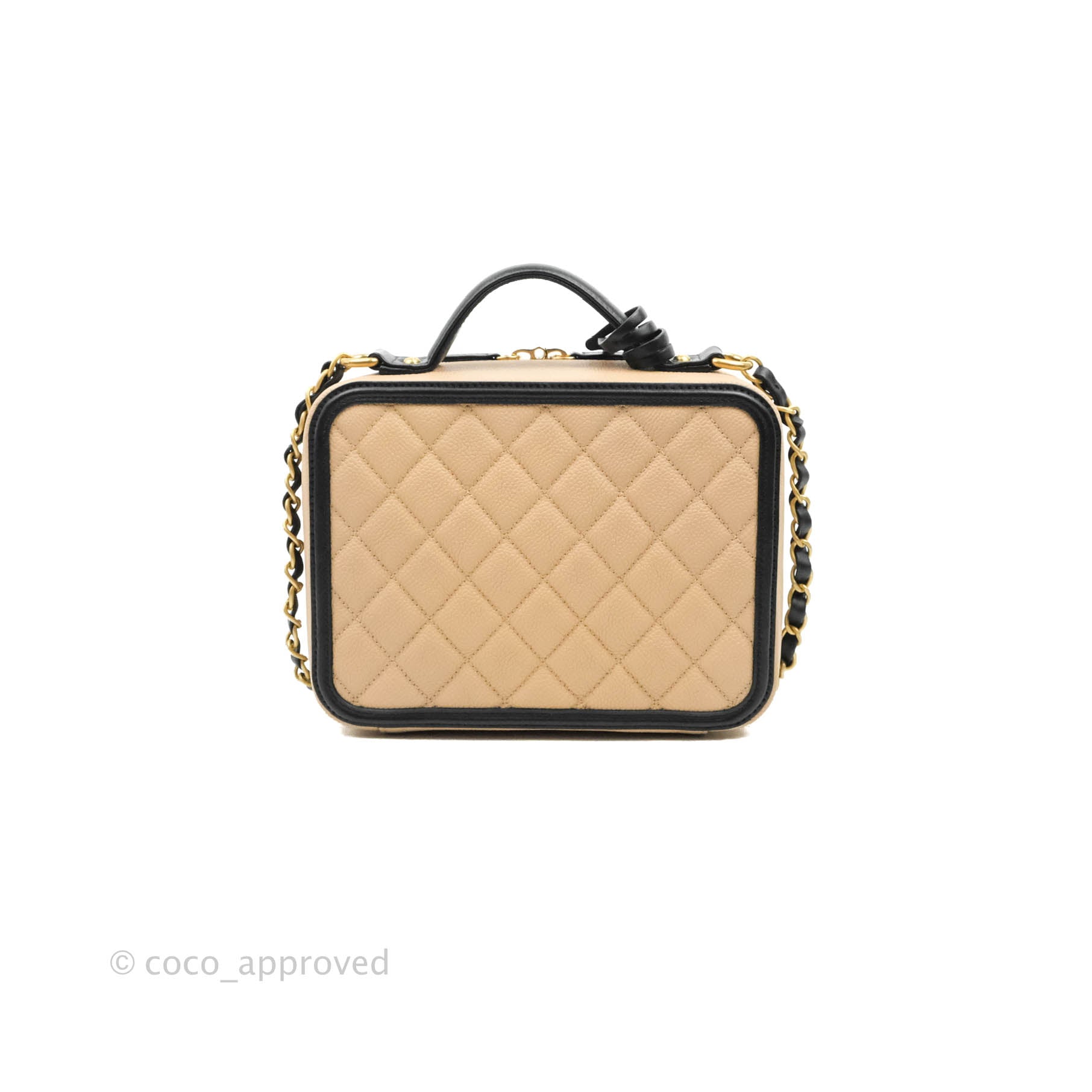 Chanel Filigree Vanity Case Quilted Caviar Goldtone Medium Black in Caviar  with Goldtone  US